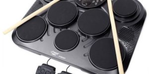 Table electronic digital drum set in black color