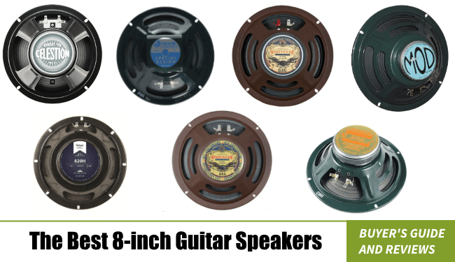 image of all of the 8-inch guitar speakers we are reviewing in our list