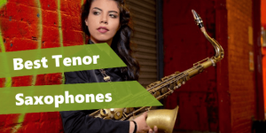a female player holding one of the best tenor saxophones